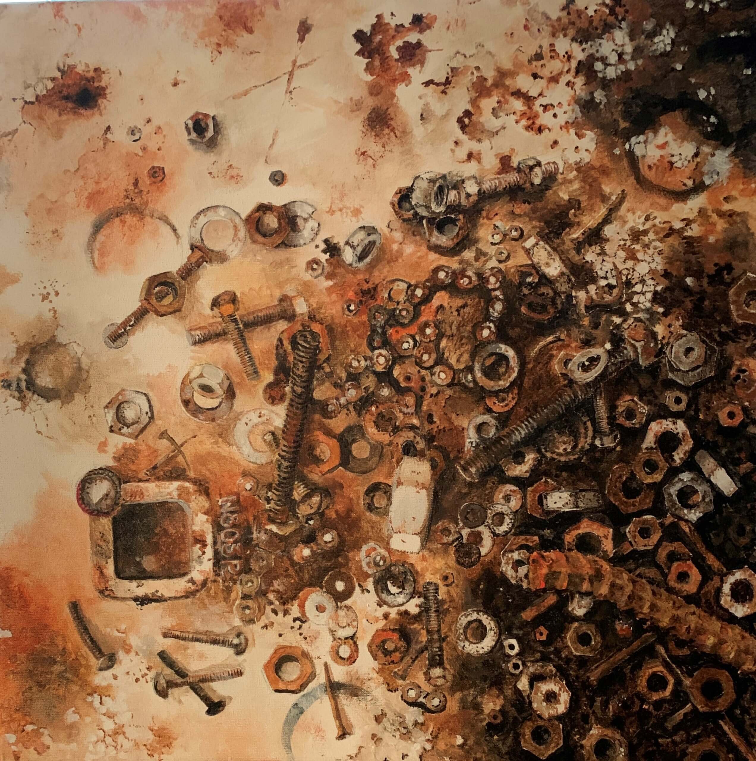 Kunstwerk BOUT STANDPUNT - Lieve Flour - acryl 40X40 cm