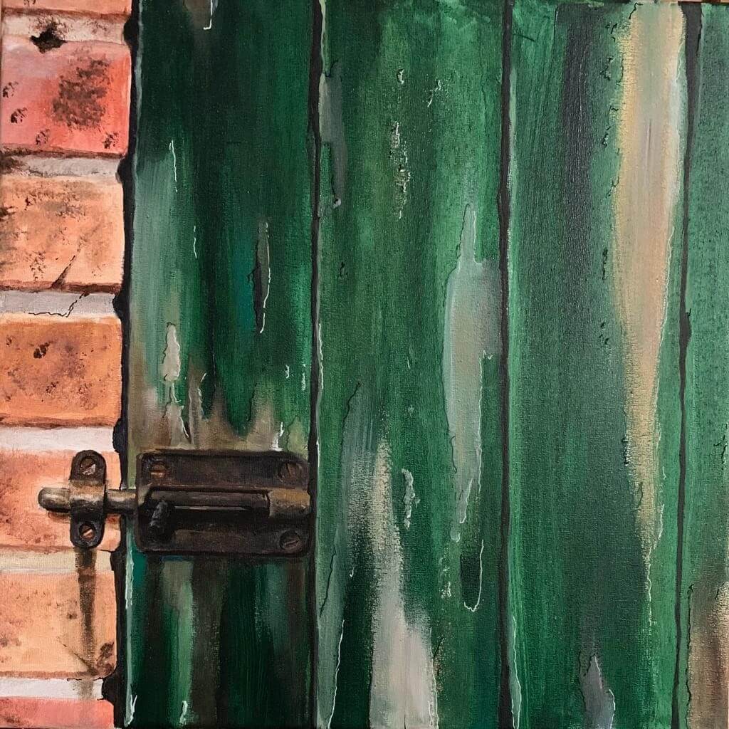Kunstwerk DAT DOET DE DEUR DICHT - Lieve Flour - acryl 40X40 cm